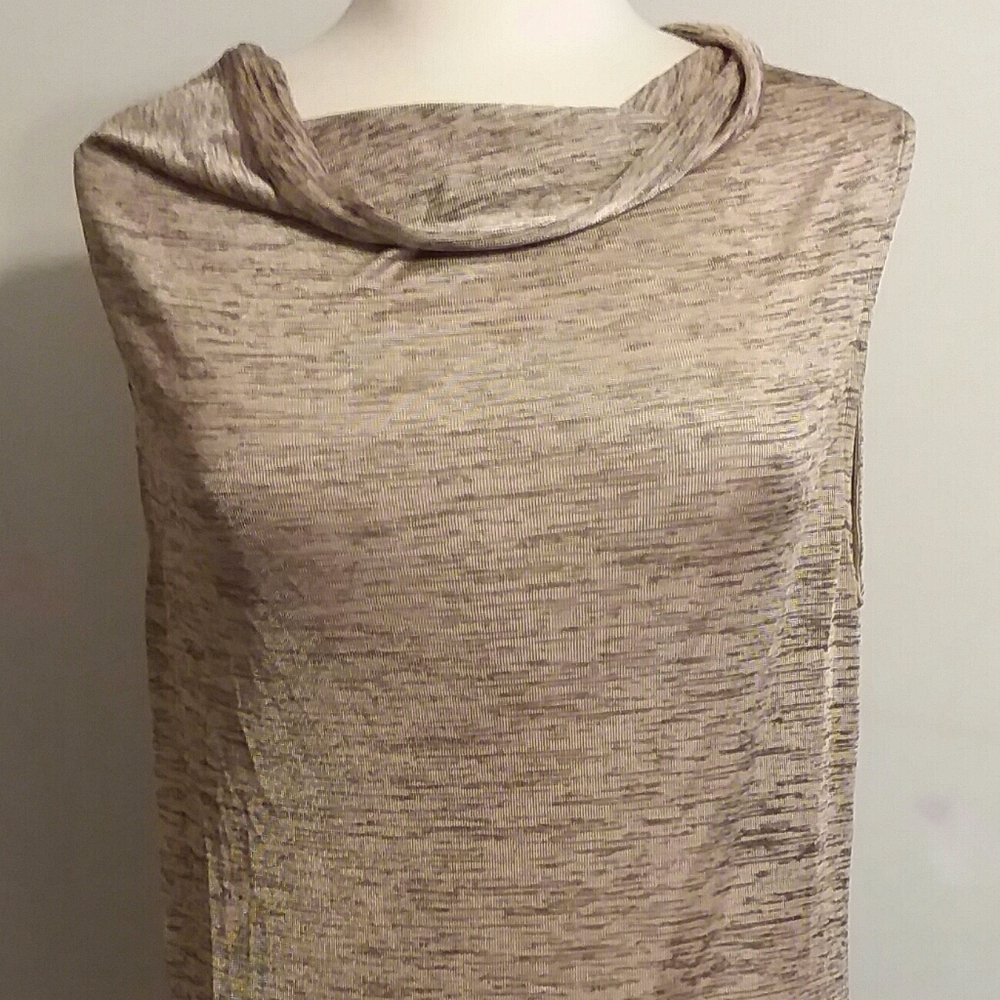 COPY - Worthington L Tank Top Blouse Tan Black Zig Zag St